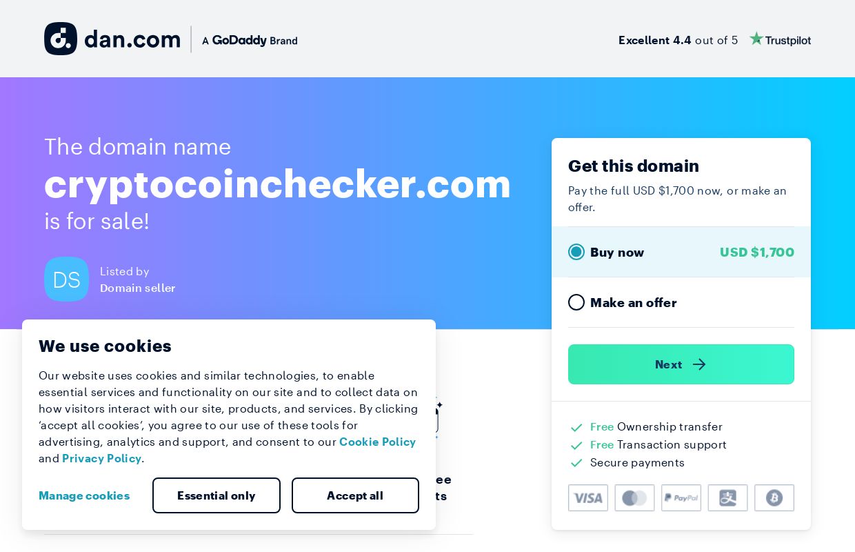 The domain name cryptocoinchecker.com is for sale